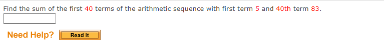 find the sum of the first 40 terms of the arithmetic sequence