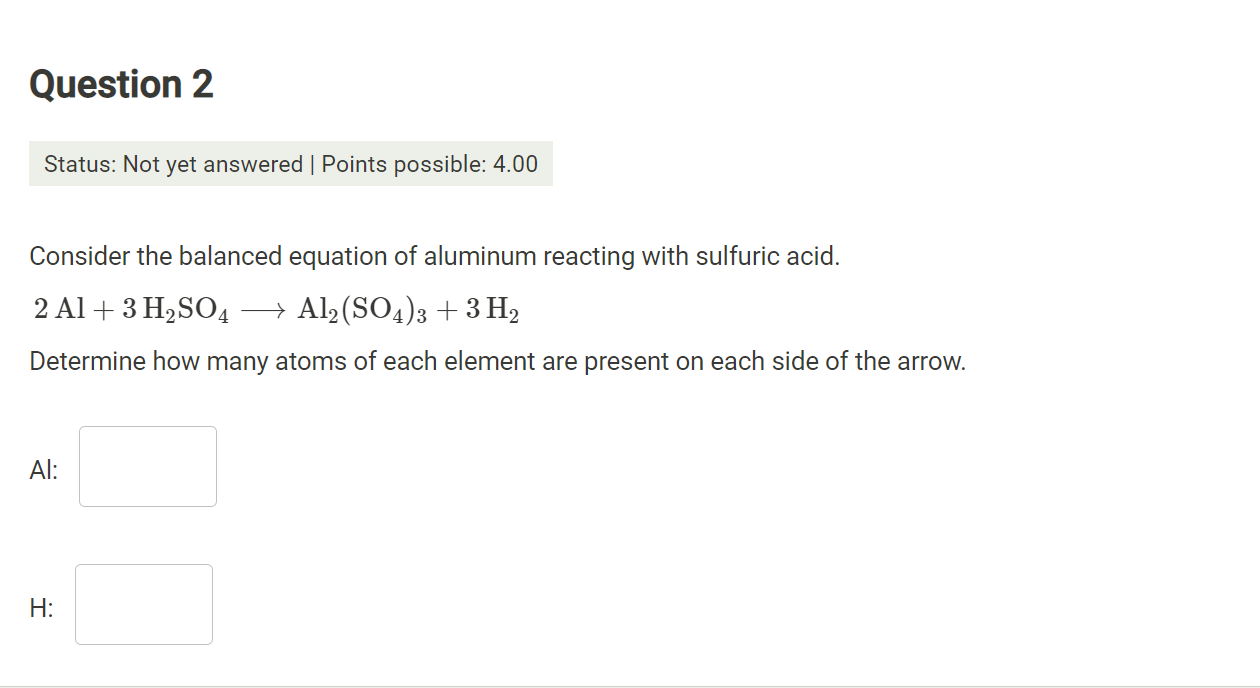 Consider The Balanced Equation Of Aluminum Reacting Chegg 