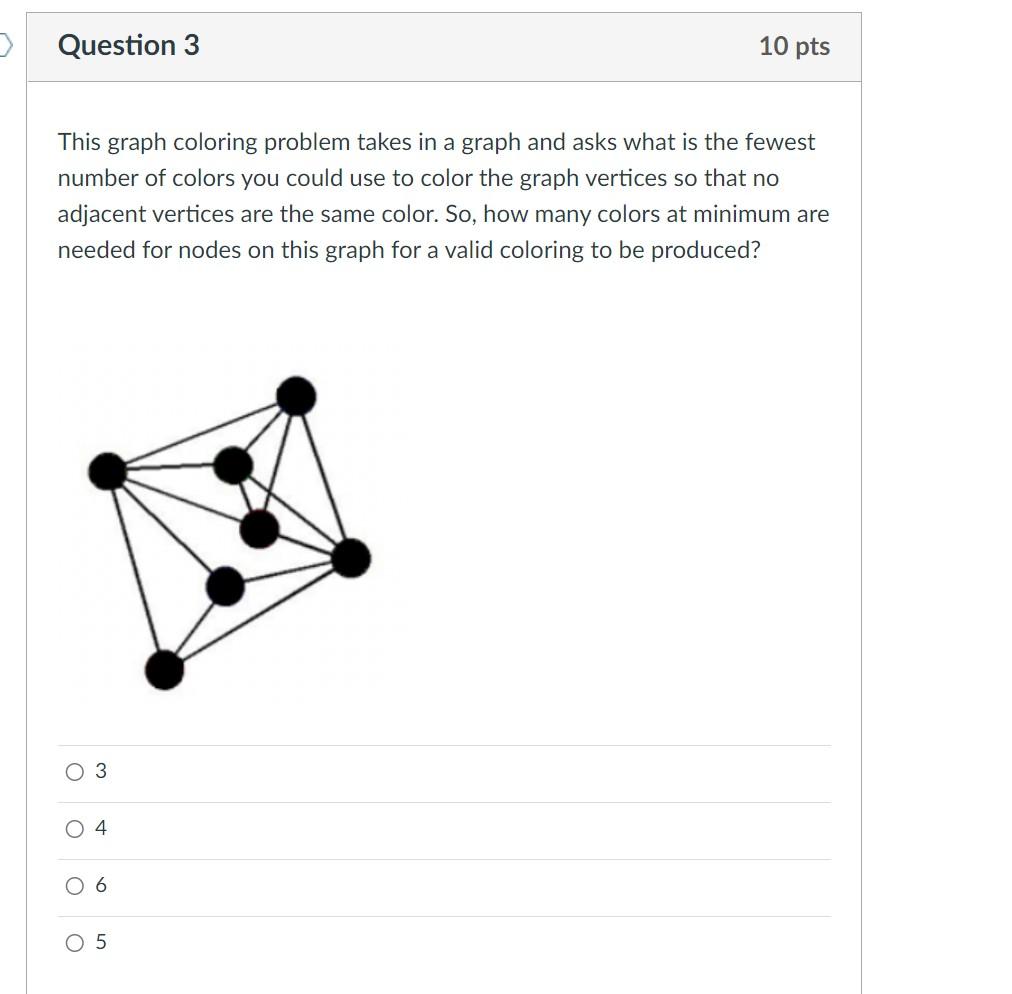 Solved This graph coloring problem takes in a graph and asks | Chegg.com