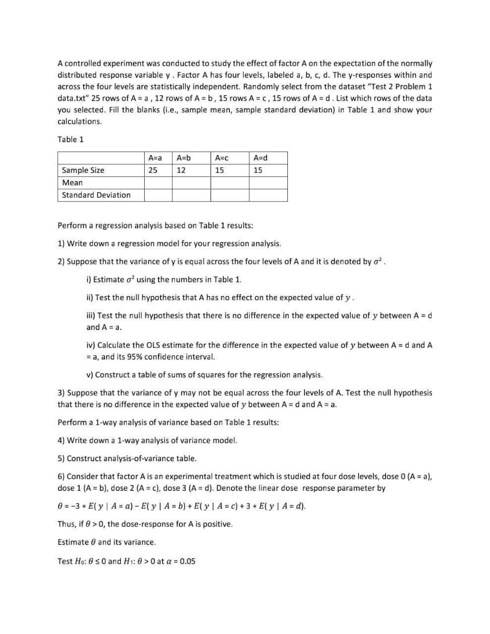 Solved A controlled experiment was conducted to study the | Chegg.com