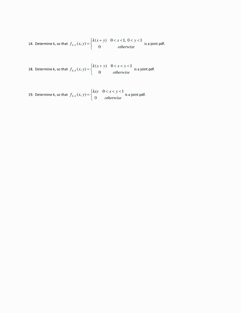 Solved 14 Determine K So That Fx X X Y K X Y 0