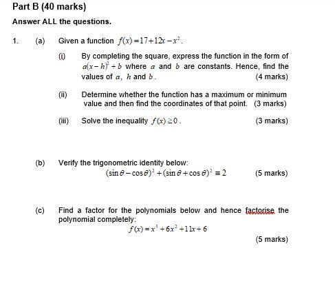 Solved 1. Part B (40 Marks) Answer ALL The Questions. (a) | Chegg.com