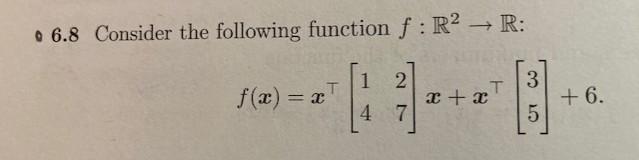 Solved 6.8 Consider the following function f :R2 → R: 3 f(x) | Chegg.com