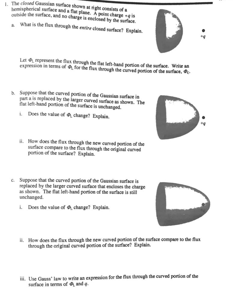 Solved 1. The closed Gaussian surface shown at right
