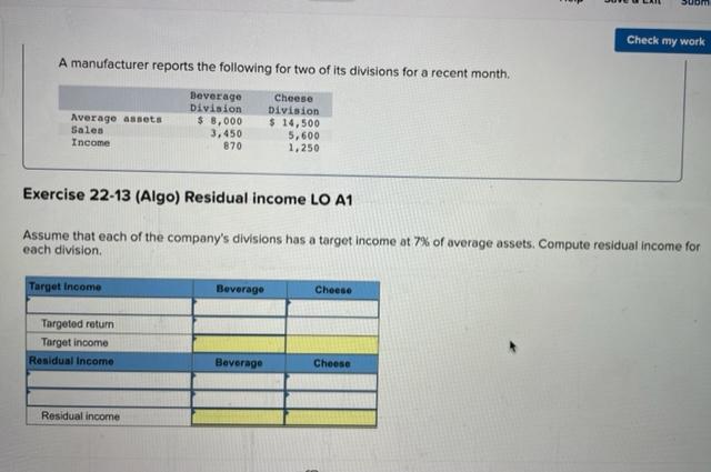 Solved A manufacturer reports the following for two of its | Chegg.com