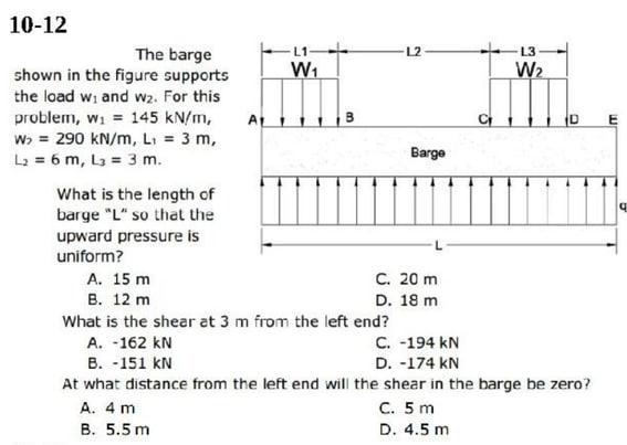 Solved 10−12 What Is The Length Of Barge " L " So That The | Chegg.com