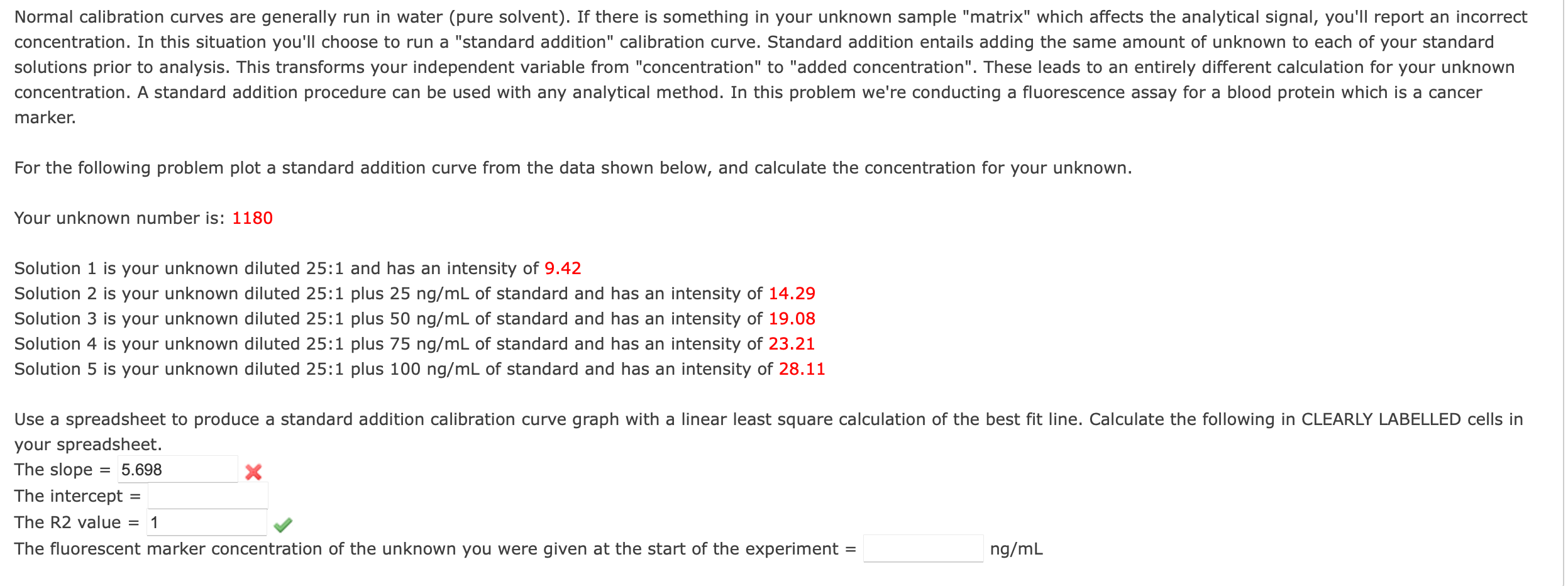 Normal calibration curves are generally run in water | Chegg.com