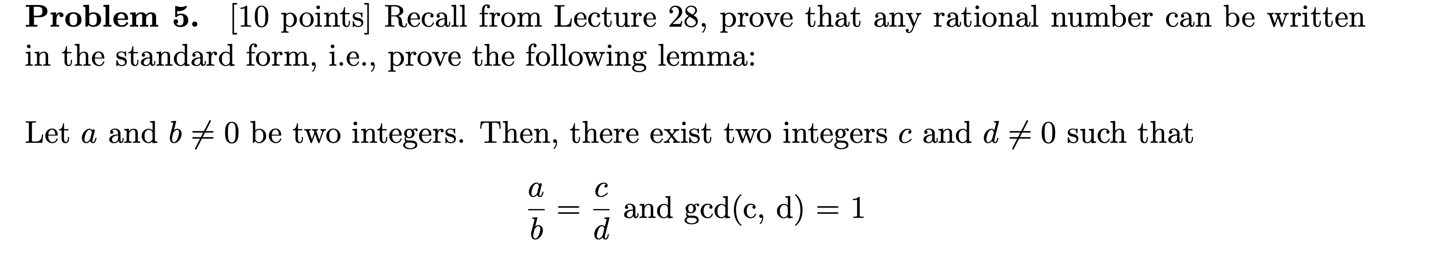 Solved Problem 5. (10 Points] Recall From Lecture 28, Prove | Chegg.com ...