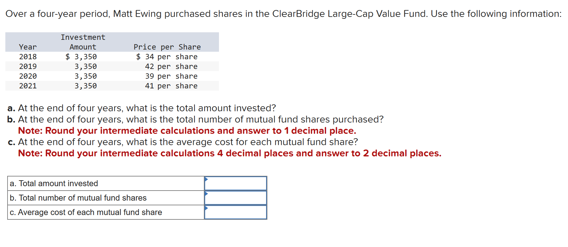 Solved Over A Four-year Period, Matt Ewing Purchased Shares | Chegg.com