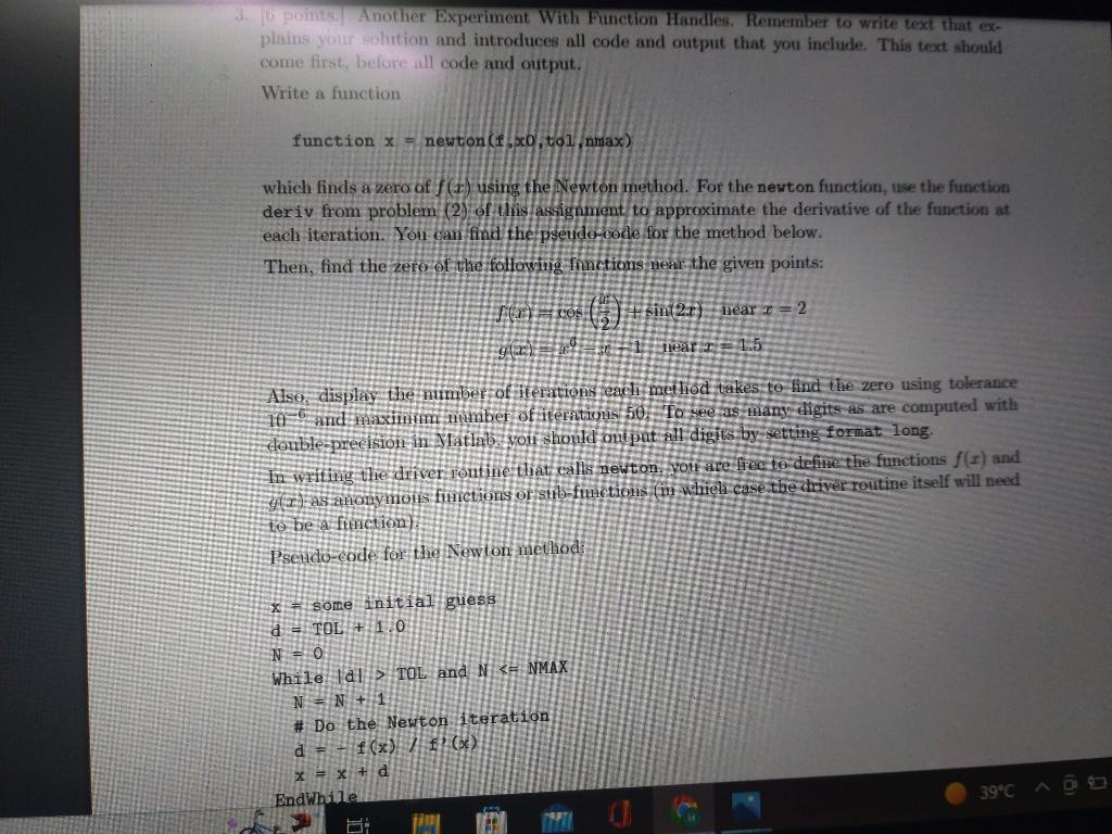 Solved Another Experiment With Function Handles. Remember to | Chegg.com