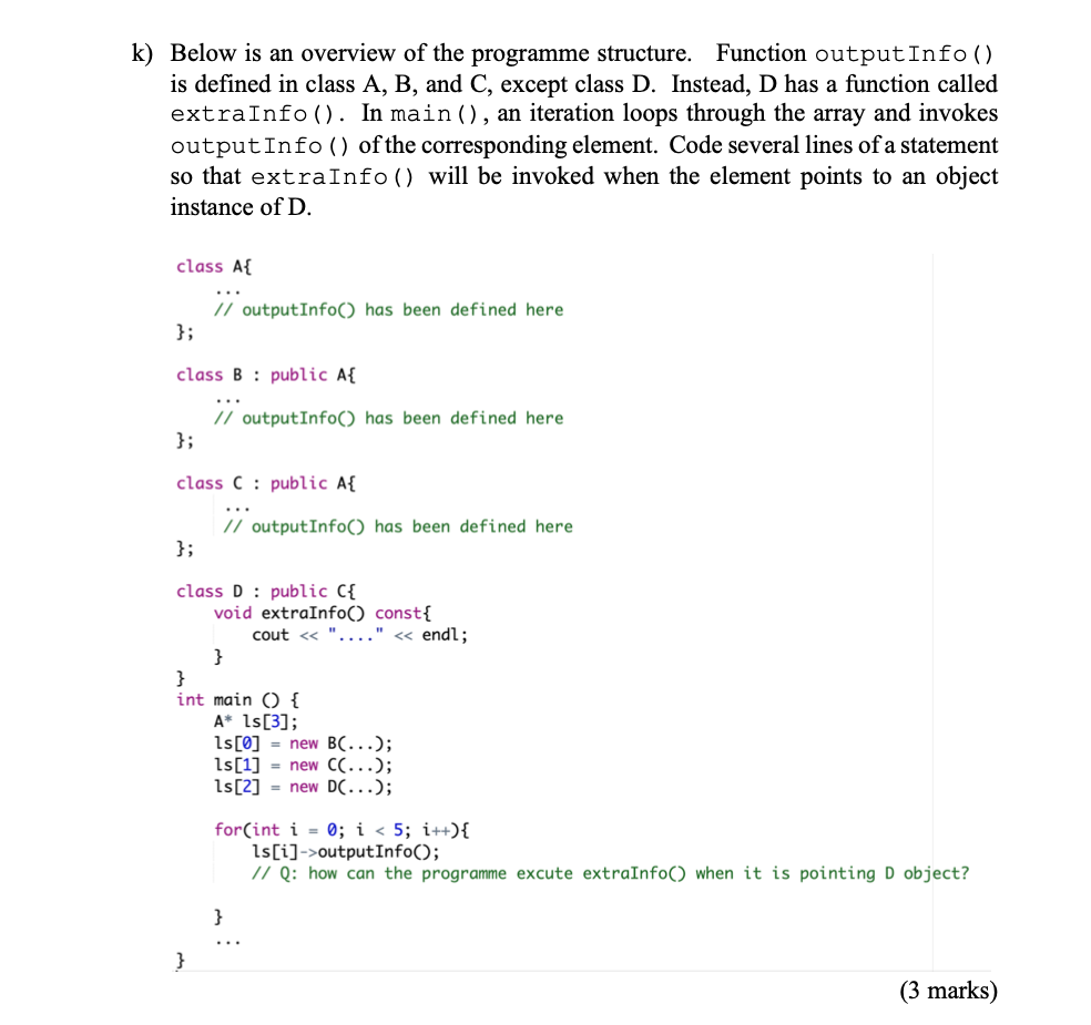 Solved k) Below is an overview of the programme structure. | Chegg.com