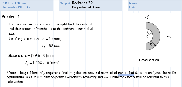 Solved 7.2, Problem 1 For the cross section shown to the | Chegg.com