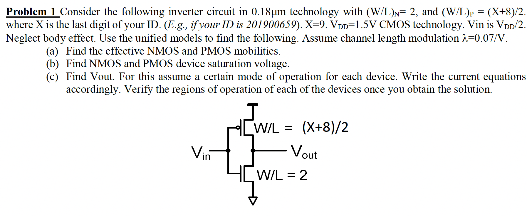= Problem 1 Consider the following inverter circuit | Chegg.com