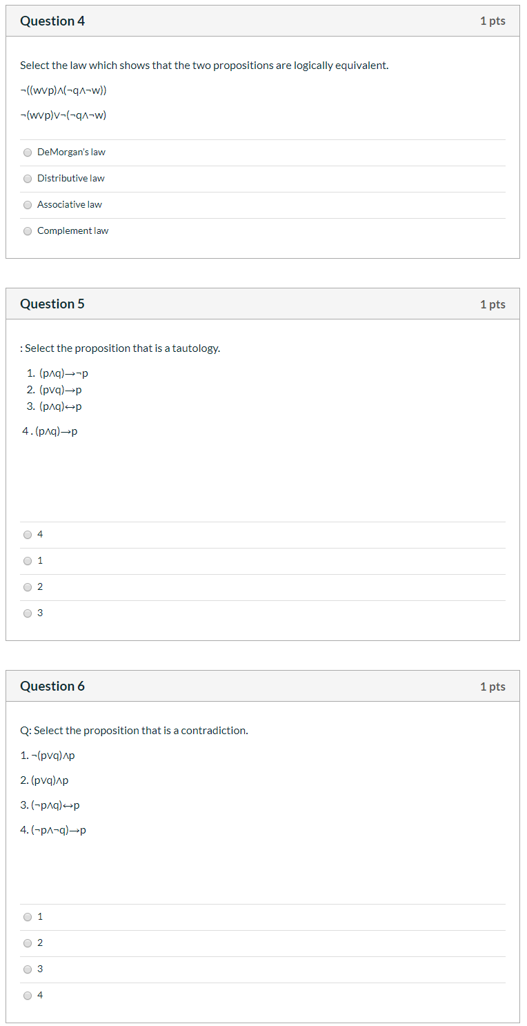 Solved Question 4 1 pts Select the law which shows that the | Chegg.com