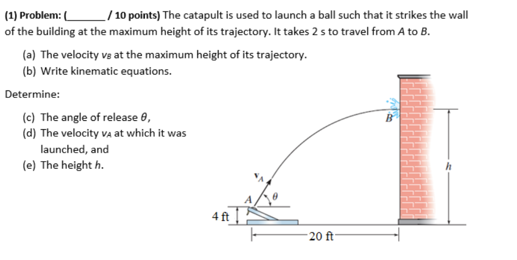 Solved (1) Problem: | 10 points) The catapult is used to | Chegg.com