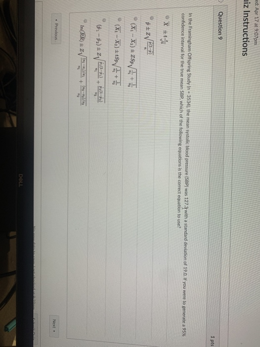 Solved ed: Apr 17 at 9:07pm iz Instructions Question 9 1 pts | Chegg.com