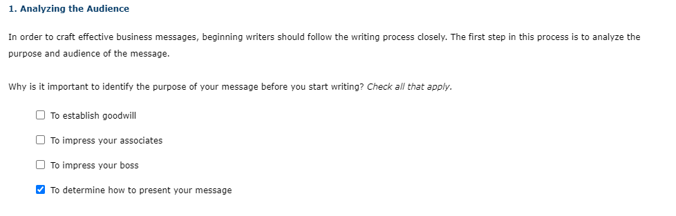 Solved 1. Analyzing the Audience In order to craft effective | Chegg.com