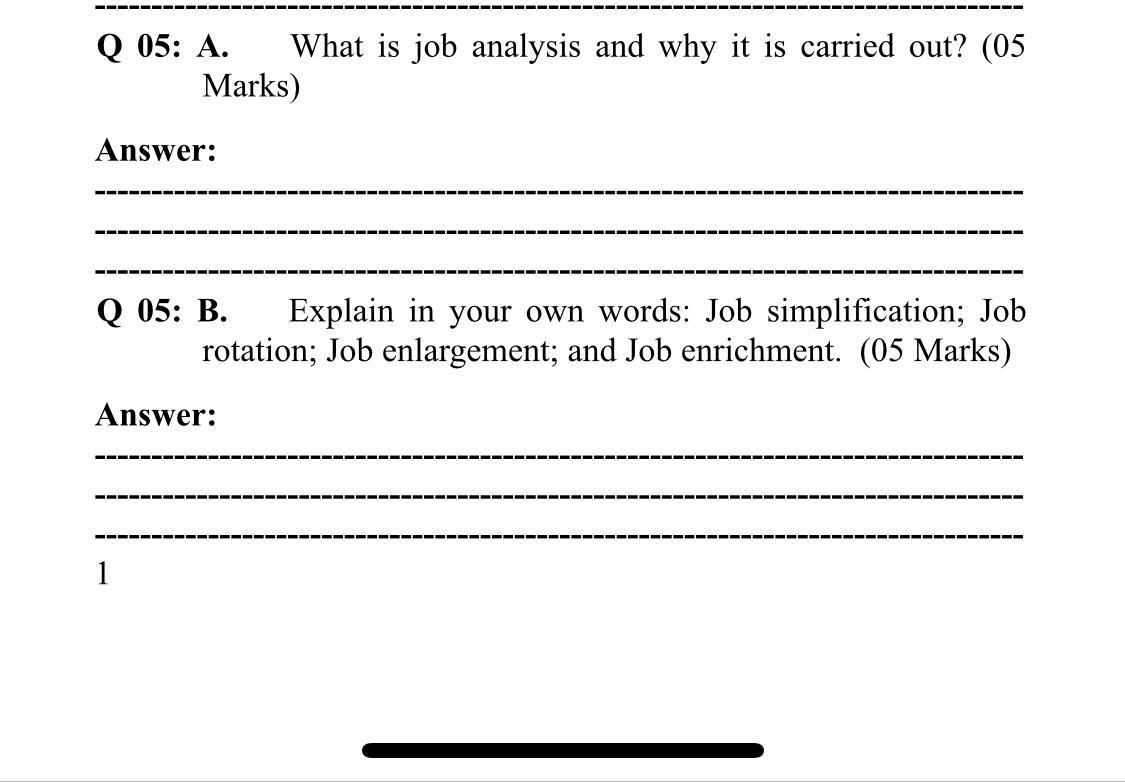 Solved Q05: A. What is job analysis and why it is carried | Chegg.com