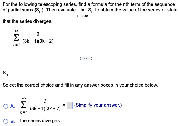 Solved For the following telescoping series, find a formula | Chegg.com