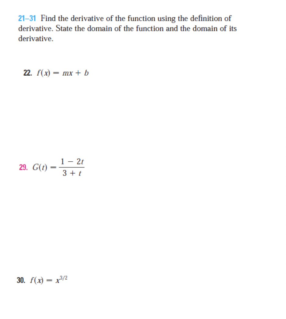 Solved you need to use definition of a derivative for these | Chegg.com