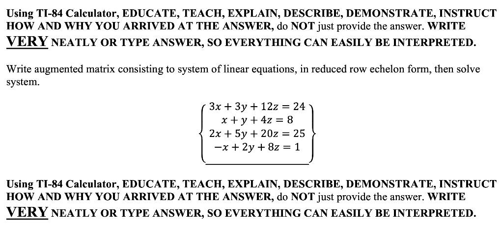 Solved Using TI-84 Calculator, EDUCATE, TEACH, | Chegg.com