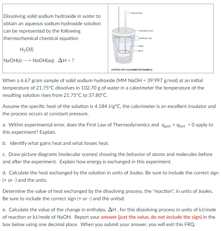 Solved Theo Dissolving solid sodium hydroxide in water to