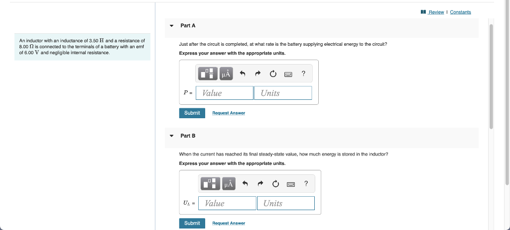 Solved An inductor with an inductance of 3.50 H and a | Chegg.com