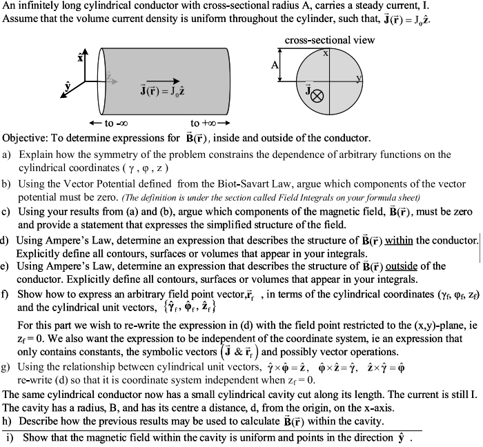 Solved An Infinitely Long Cylindrical Conductor With | Chegg.com