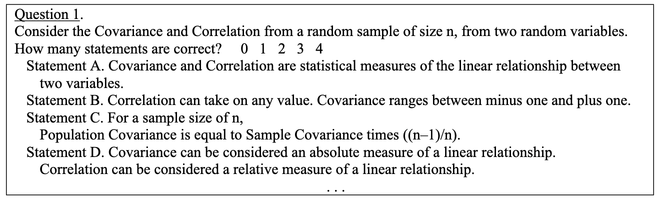 Solved Question 1. Consider the Covariance and Correlation | Chegg.com