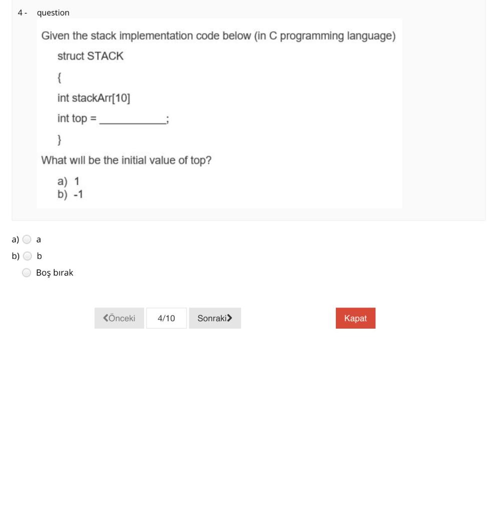 Solved 4 - Question Given The Stack Implementation Code | Chegg.com