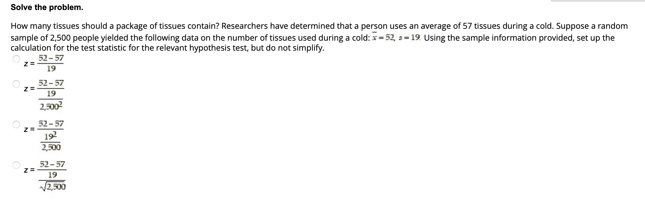 Solved How many tissues should a package of tissues contain?
