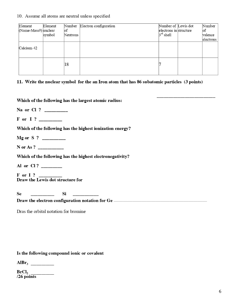 Solved 10 Assume All Atoms Are Neutral Unless Specified Chegg Com