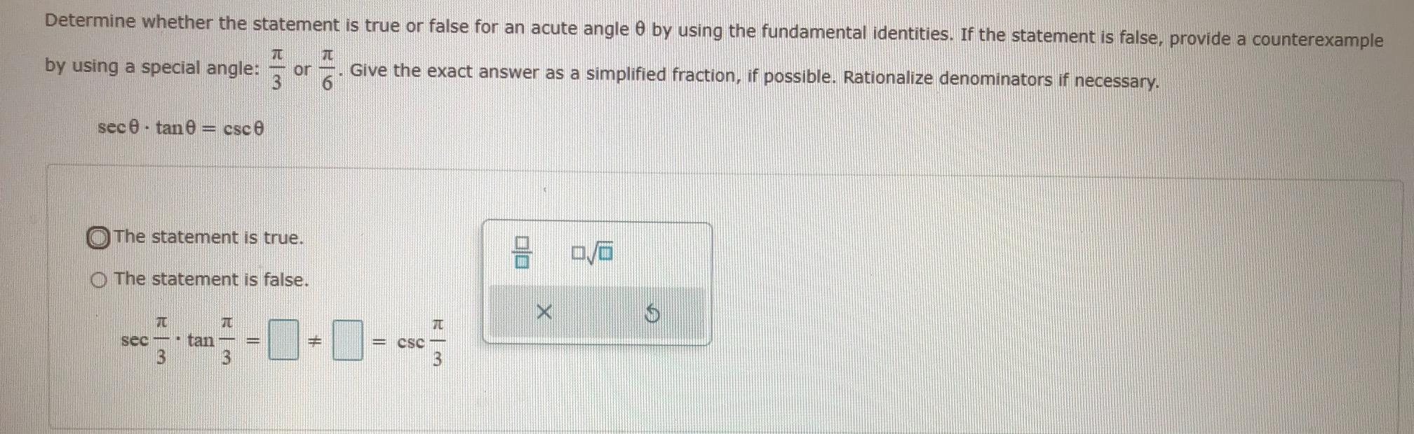 Solved Determine whether the statement is true or false for | Chegg.com