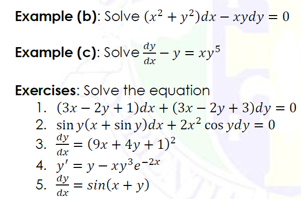 Solved Bernoulli Equation Example B Solve X2 Y2 Dx Chegg Com