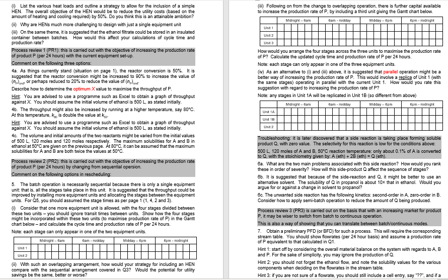 Solved 2) Assignment 1: Design of batch processes Process