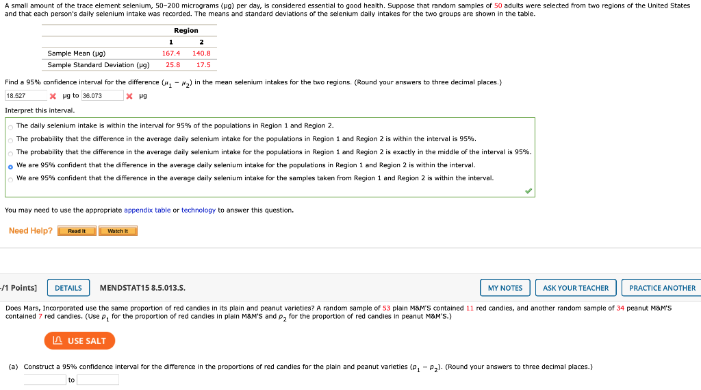 Solved A small amount of the trace element selenium, 50200
