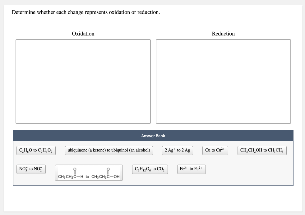 Solved Determine whether each change represents oxidation or | Chegg.com