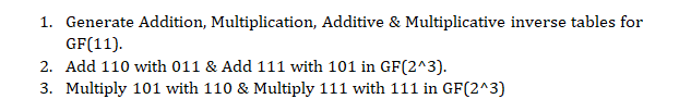 Solved 1. Generate Addition, Multiplication, Additive \& | Chegg.com
