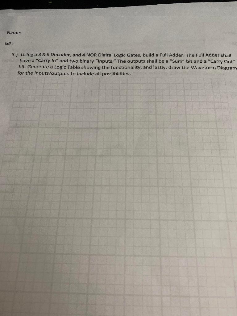 Solved Build a Full Adder using a 3 X 8 Decoder and 4 NOR | Chegg.com