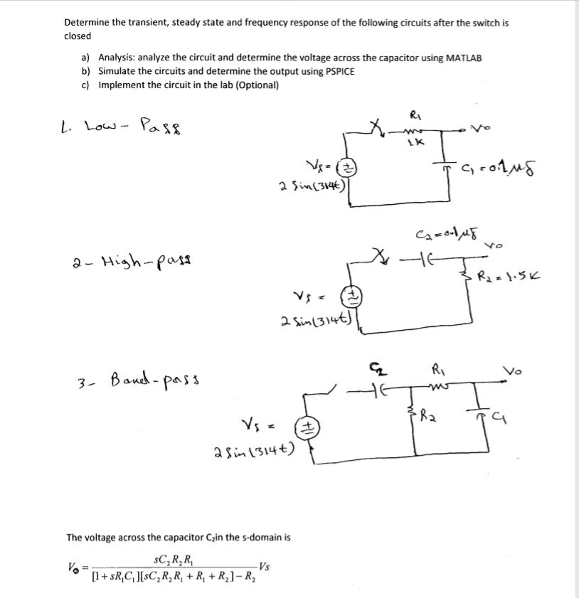 Determine the transient steady state and frequency | Chegg.com