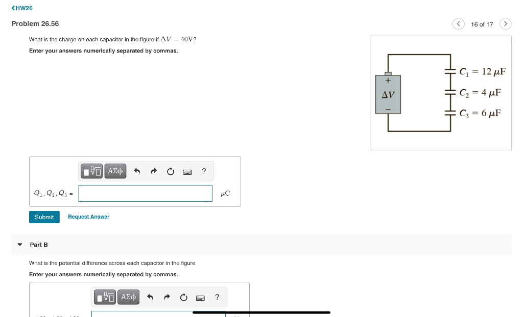 Solved KHW26 Problem 26.56 16 of 17 What is the charge on | Chegg.com