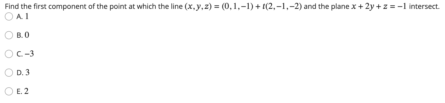 Solved Find the first component of the point at which the | Chegg.com