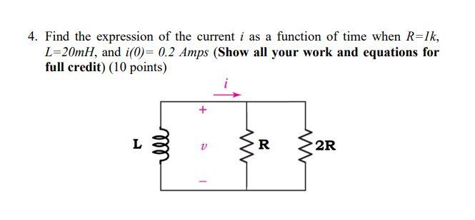 Solved 4. Find the expression of the current i as a function | Chegg.com