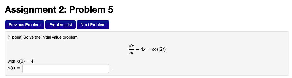 Solved Assignment 2: Problem 5 Previous Problem Problem List | Chegg.com