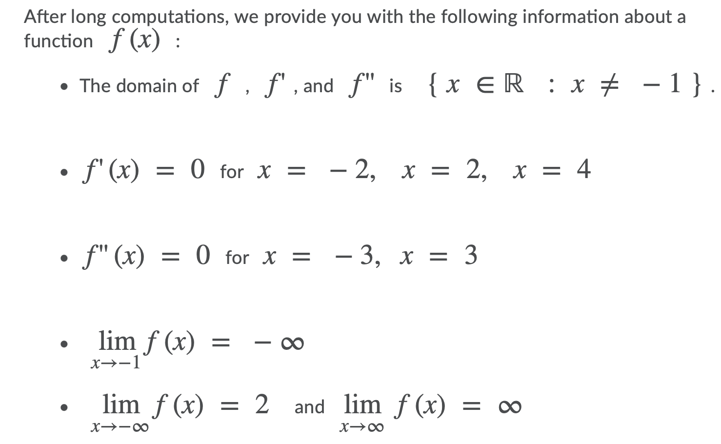 Solved After long computations, we provide you with the | Chegg.com