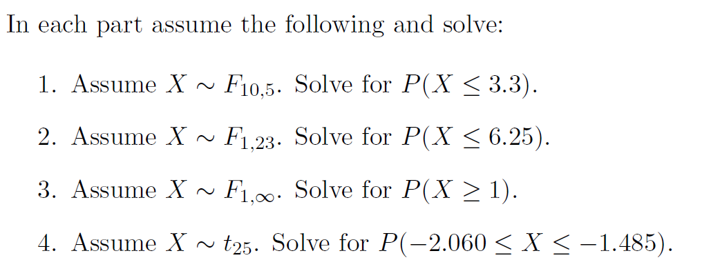 Solved In each part assume the following and solve: 1. | Chegg.com