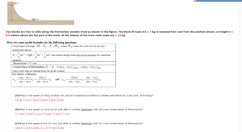 Solved m₁ Two blocks are free to slide along the | Chegg.com