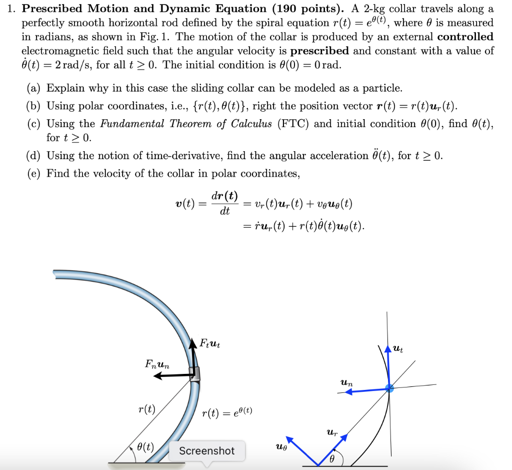 Solved 1. Prescribed Motion and Dynamic Equation | Chegg.com