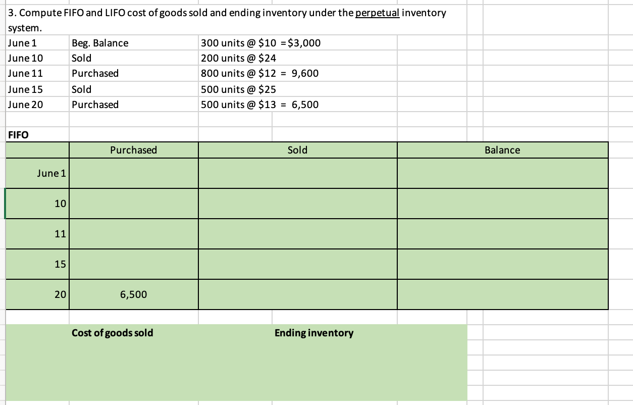 Solved LIFO Cost of goods sold Ending inventory 3. Compute | Chegg.com