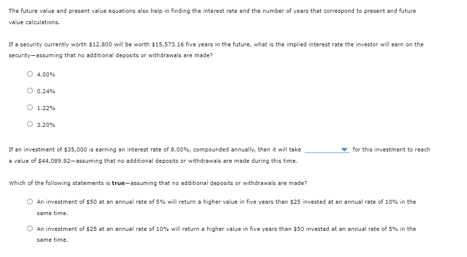 Solved The future value and present value equations also | Chegg.com